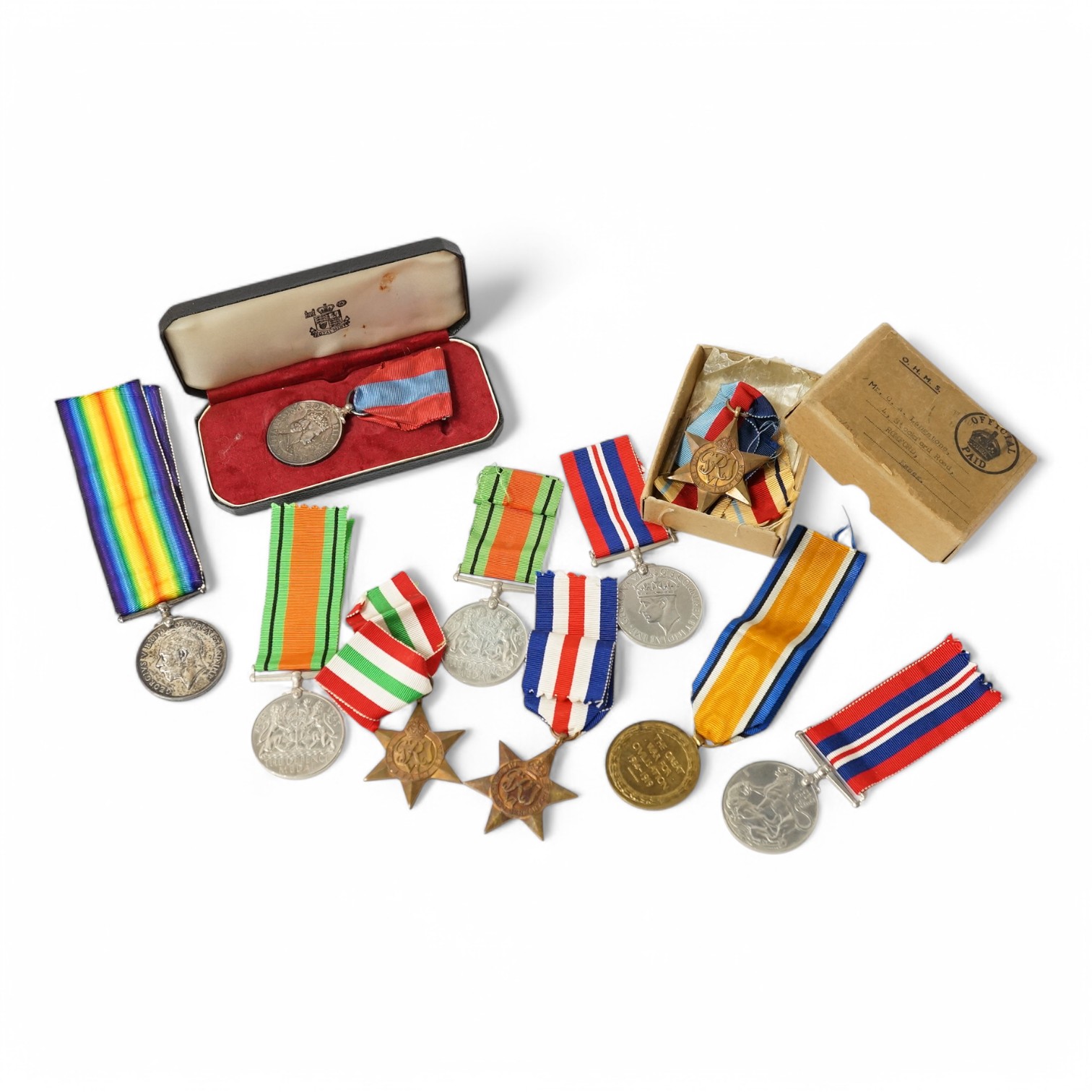 Eleven mainly WWII medals, including